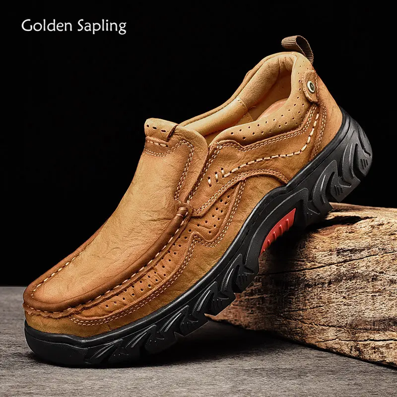 

Golden Sapling Classics Loafers Genuine Leather Outdoor Shoes Fashion Leisure Flats Comfortable Loafers Mountain Trekking Shoe