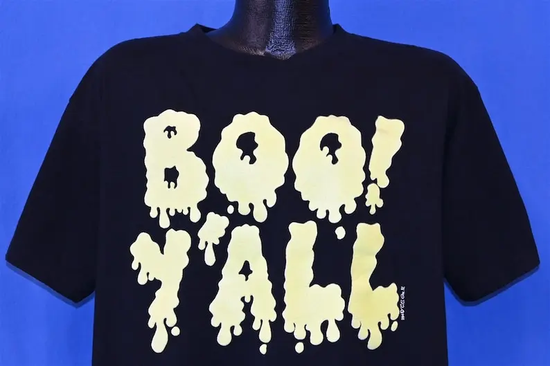 Футболка 90-х годов Boo Yɺll Glow in the Dark Slime на Хэллоуин очень большая