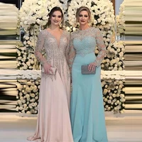 sexy luxury mother of the bride dress crystals beading two styles chiffon plus size party dress evening gowns plus size