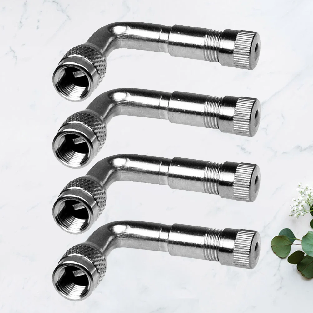 

4 Pcs Schrader Valve Brass Air Tyre Universal Adapter Gas Nozzle 90 Degree Stem Extension