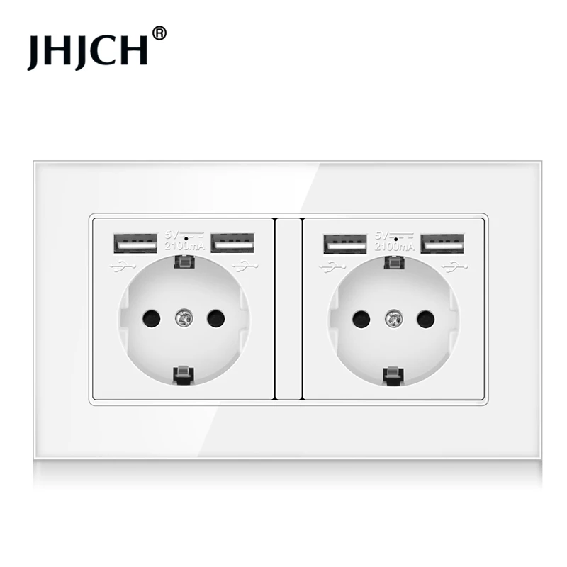 USB-розетка JHJCH европейского стандарта разъем питания 16 А немецкая панель четыре