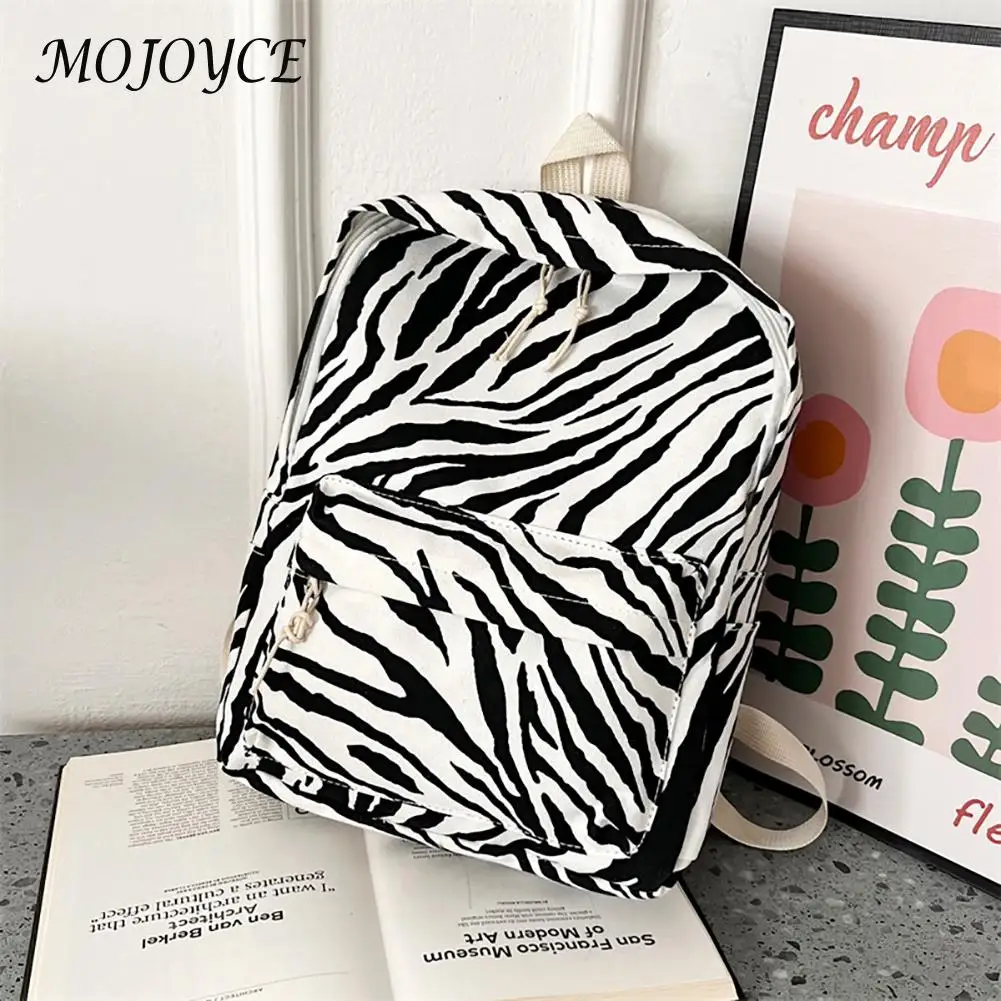 

Girl Canvas Zebra Pattern Backpacks Brand Design Kids Large Capacity Handbag Students Daypack Traveling Knapsacks