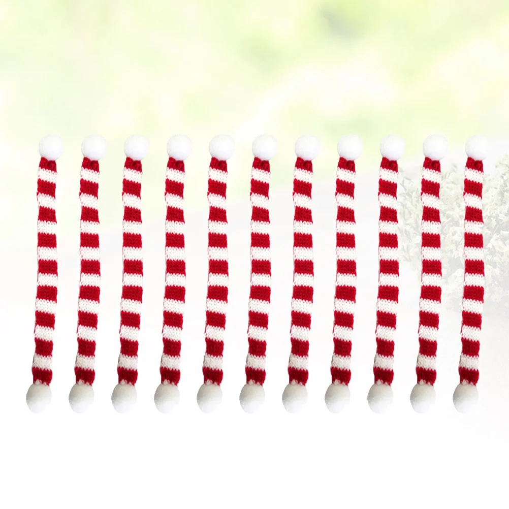 

Scarf Bottle Christmasminisnowman Cover Craftsornamentparty Red Decorations Santa Hats Whiteknitted Pet Hat Decoration Stripes