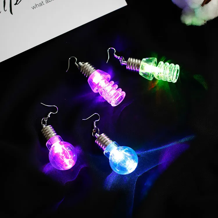 

1pair Fashion Dangle Earrings For Women Light Up Earring Led Blinking Bulb Ear Hook Dangle Jewelry Aretes De Mujer Pendientes