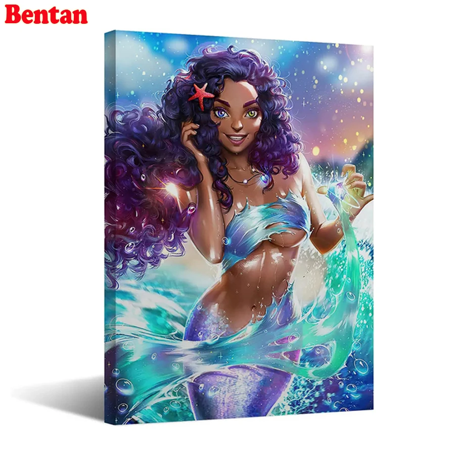 

Алмазная 5D картина «сделай сам», сексуальная девушка, Русалка, полностью круглая Алмазная мозаика, алмазная вышивка Стразы, домашний декор, ...