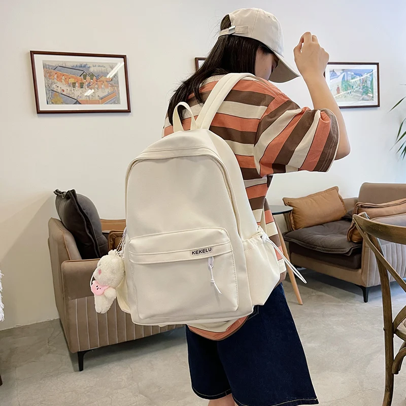 White Backpack Anti Theft Woman School Bag Ladies Nylon Bookbag Casual Female Waterproof Backpacks Girls Student Travel Rucksack
