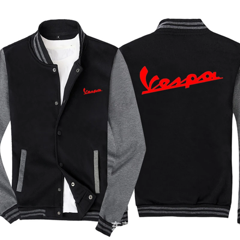 

Männer Baseball uniform für VESPA Auto Logo Print Lässige Hip Hop Harajuku Warme Sweatshirts Herren Baseball Jacke Slim