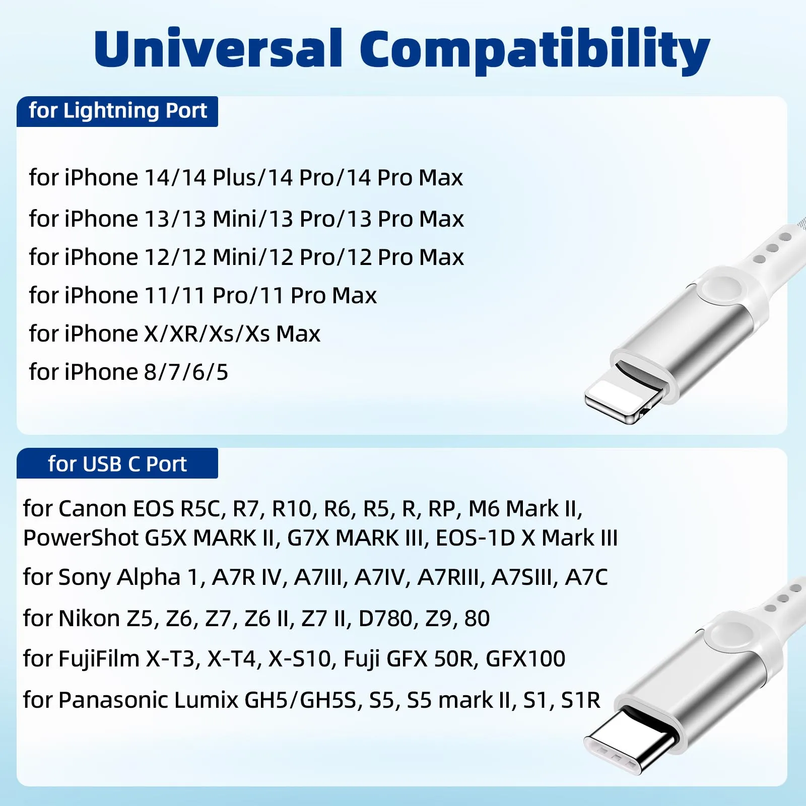 Адаптер Lightning-USB C для камеры OTG, кабель типа C, импортные фотографии, видео для iPhone 14 13 12 Nikon Z6 Z62 Canon R3 R5 Sony A1 A5R (art.: 3920d2e627e72) - 3920d2e627e72