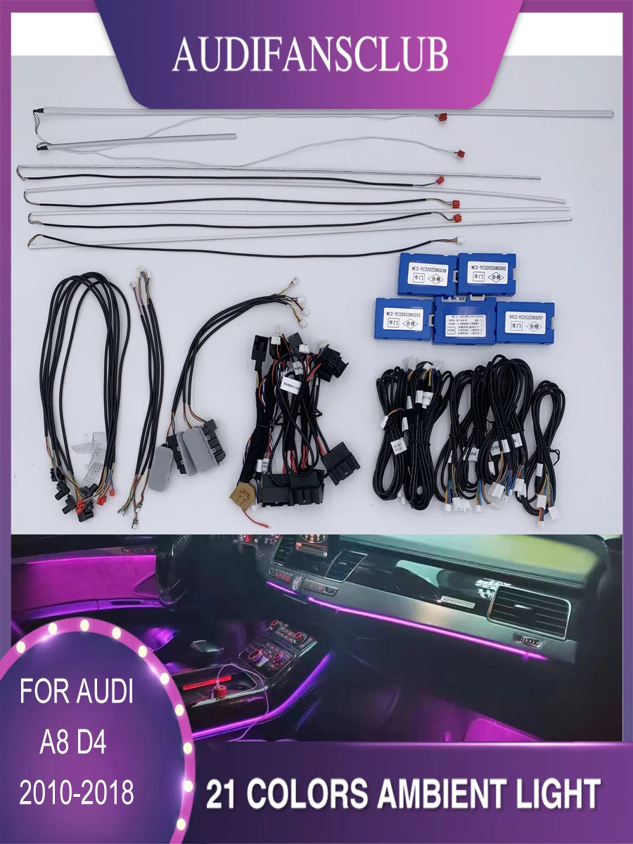 

21/30 Colors For Audi A8 D4 D5 2010-2021 MMI Button APP Decorative LED Foot Door Ambient Light Atmosphere Lamp illuminated Strip