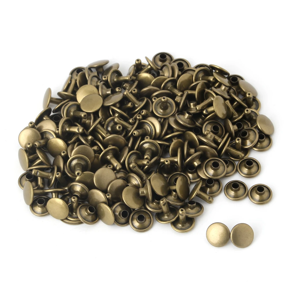 

100x Double Cap Rivet Tubular Metal Leather Craft Repairs Studs Punk Spike Decor кнопки для одежды кнопки для кожи 만들기 кончо