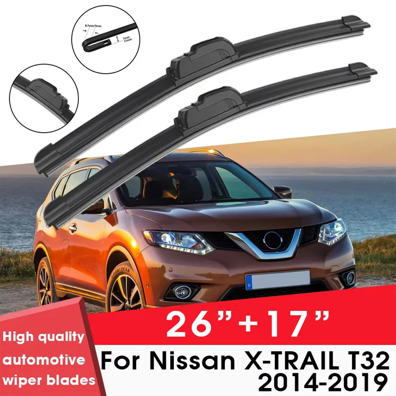 

Щетки стеклоочистителя автомобиля для Nissan X-TRAIL T32 2014-2019 26 "+ 17" лобовое стекло чистые резиновые силиконовые автомобильные дворники