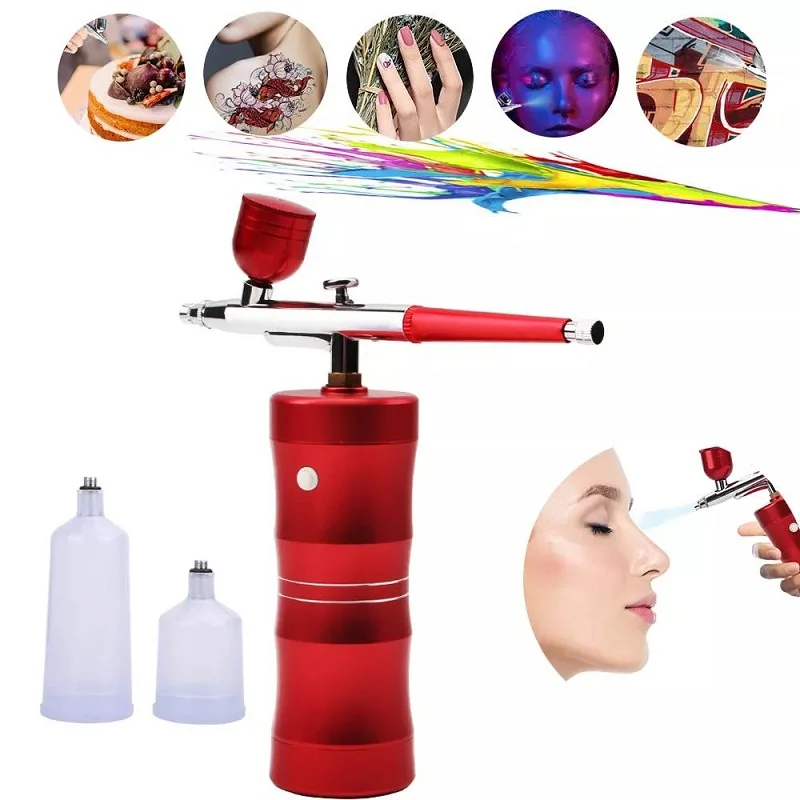 

Oxygen Injector Mini Air Compressor Kit Airbrush Paint Airbrush Spray Gun For Nail Art Tattoo Craft Cake Hydrating Sprayer