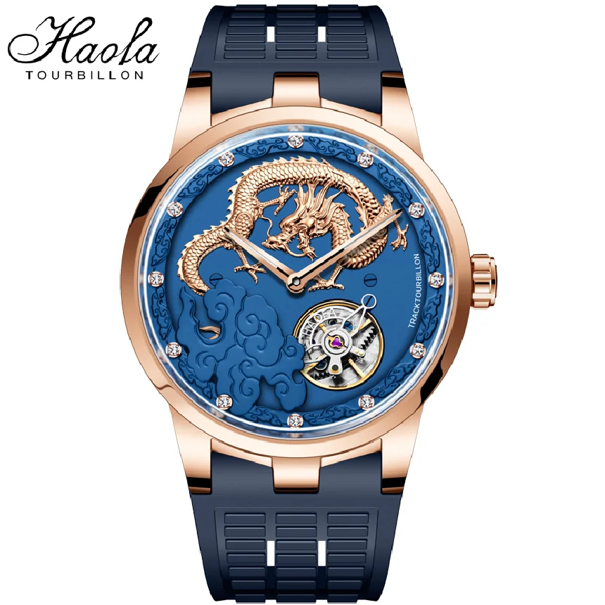 

Haofa Luxury Spiral Carrousel Mechanical Movement Watch For Men Sapphire Roating Karrusel Mens Watch Luxury Waterproof Watch
