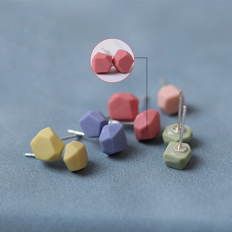 

Polygonal Ceramic Earrings Multi-colors D0.5mm Cute Small Stud Earrings For Women 2023 New Fashion Individualistic Earrings