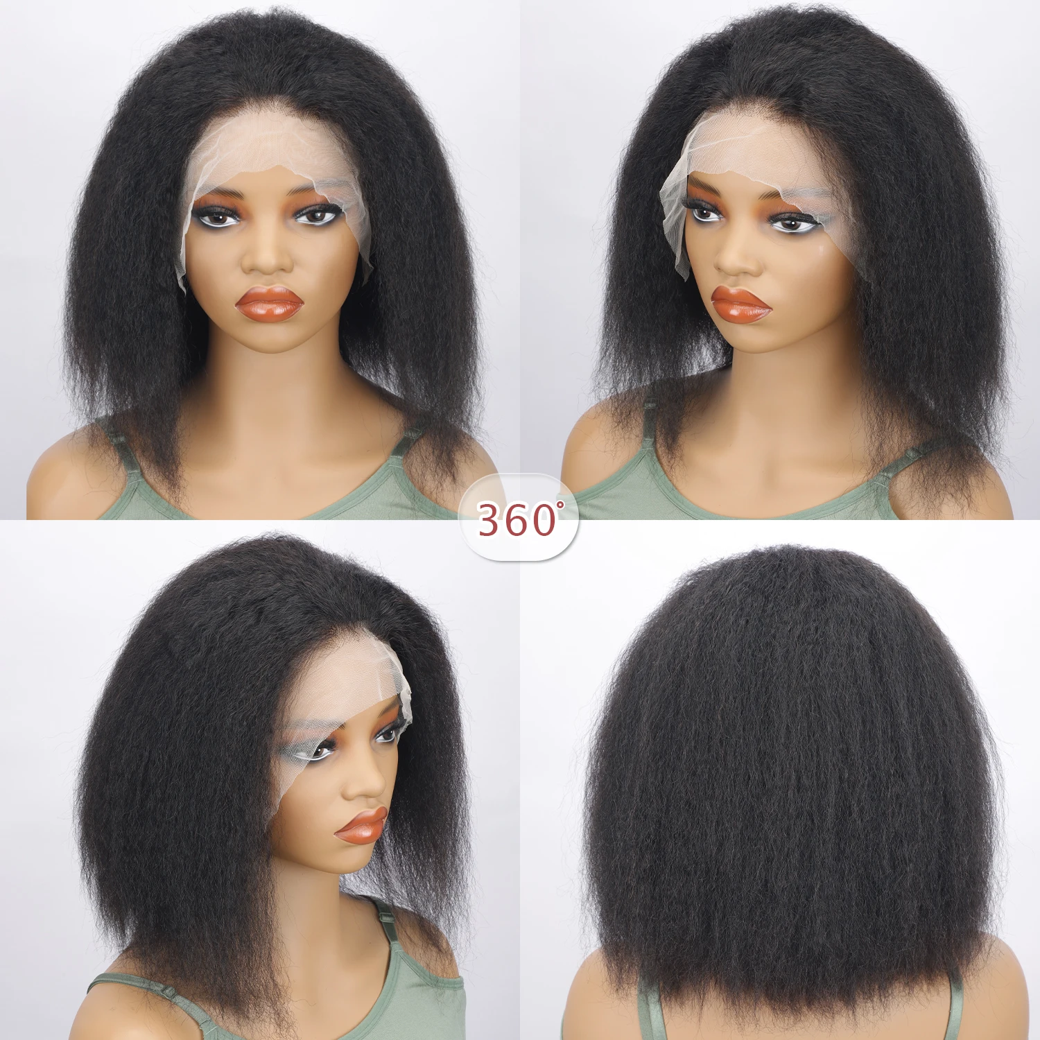 TNICE 13X4 Кудрявый прямой парик фронта шнурка Прозрачный 36-дюймовый боб из