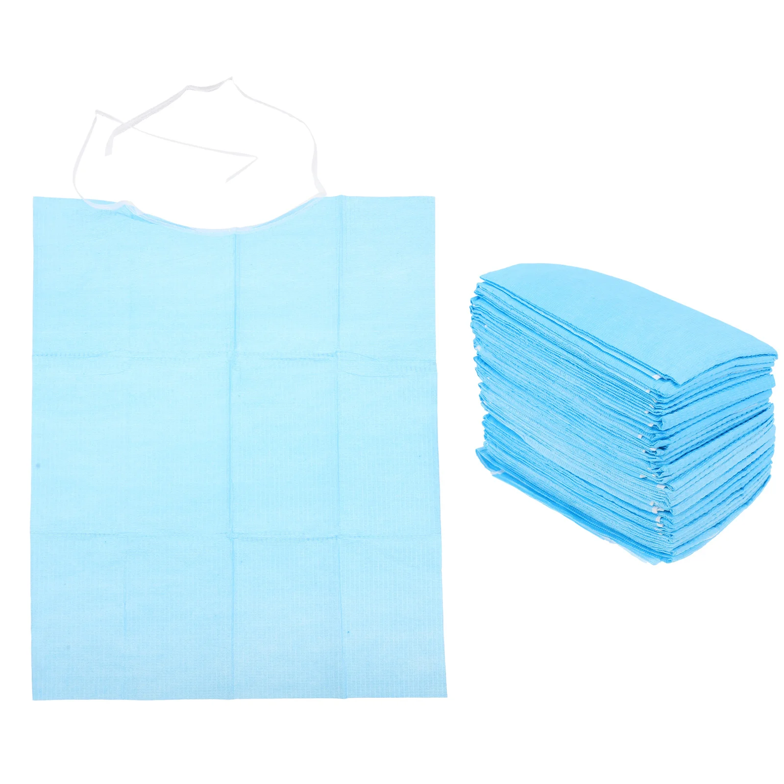 

30 Pcs Aprons Adults Rice Pocket The Elderly Elders Saliva Towels 43X36X0.01CM Skin-friendly Bids Blue Soft Plastic