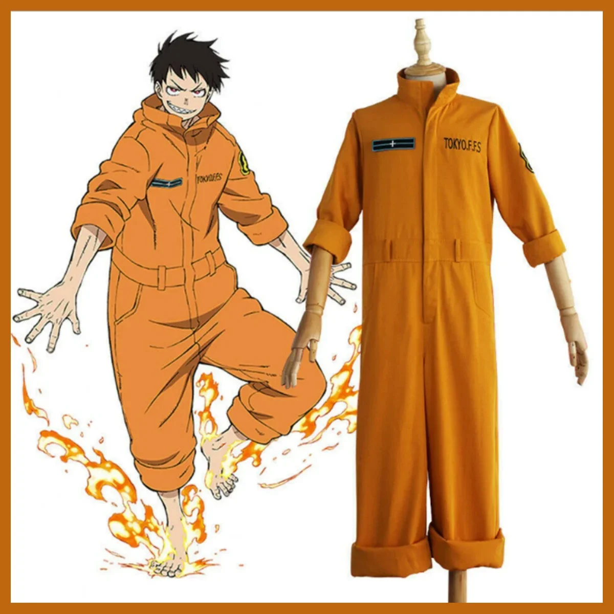 Фото Аниме Fire Force Shinra Kusakabe Maki Oze Косплей Костюм Желтый Комбинезоны с длинными рукавами Униформа Парик Мужчина Женщина Костюм на Хэллоуин №2