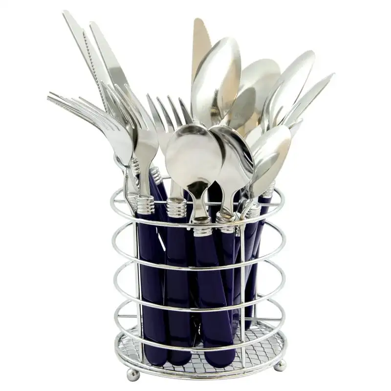 

II 16 Pieces Flatware Set with Wire Caddy