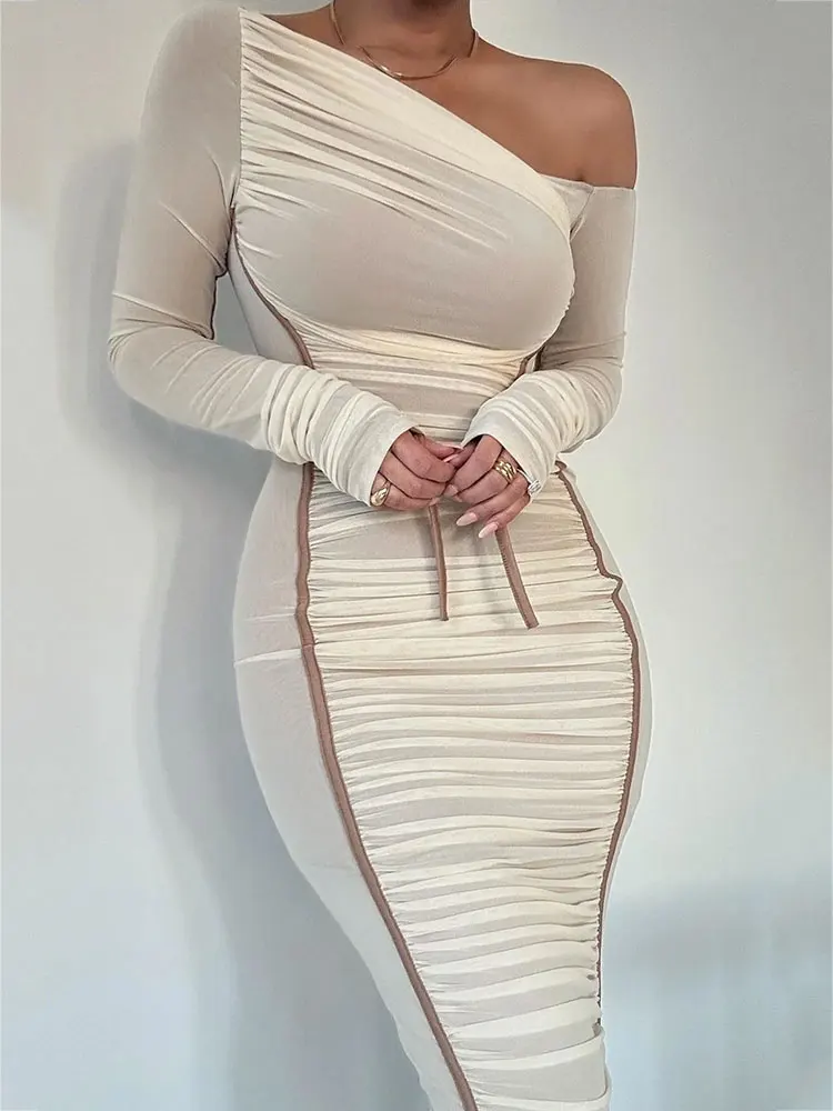 Сетчатое платье GACVGA средней длины с рюшами