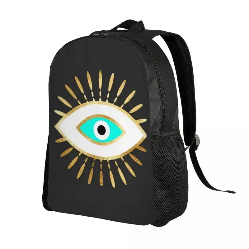 Фото Рюкзаки с принтом Hamsa Evil Eye из золотой фольги для женщин и мужчин, водонепроницаемые школьные и студенческие сумки-амулеты с принтом Назар, сумки для книг 54345 №2