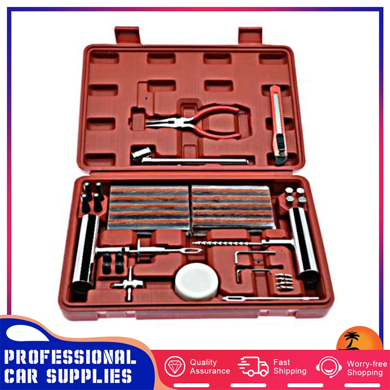 

68 PCS Car Tire Repair Kit Car Van Motorcycle Bike Tire Repair Tools Emergency Heavy Duty Tire Puncture Repairing Kit