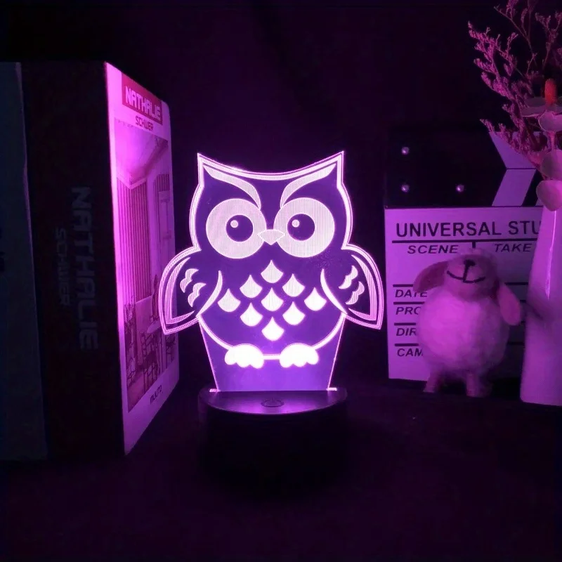 3D лампа ночная животное Сова меняющая цвет настольная комнатная прикроватная