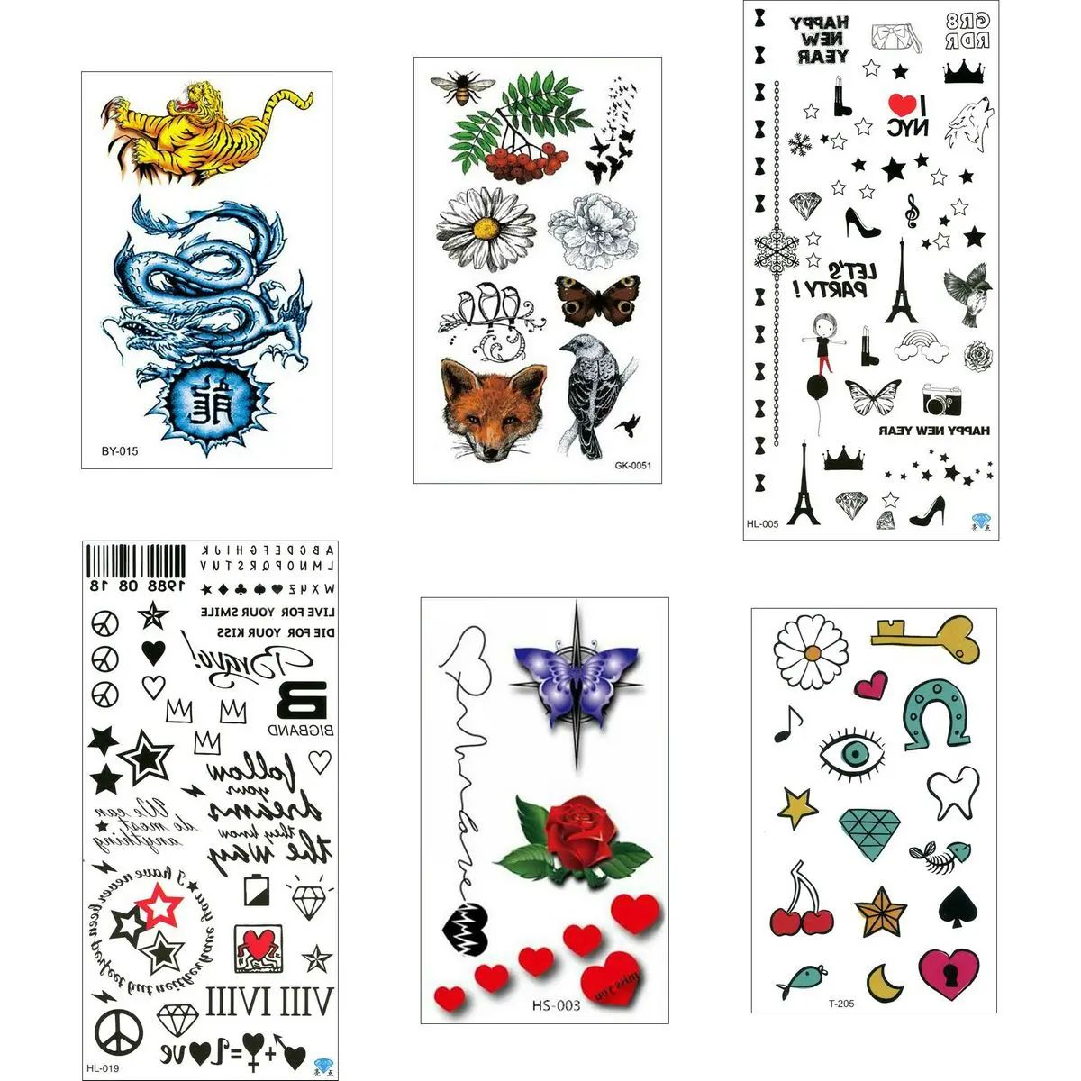 

Тату-наклейка детская водостойкая, 6 шт./партия