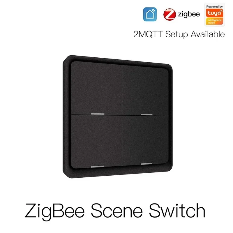 

4 Gang Tuya ZigBee Wireless 12 Scene Switch Push Button Controller Battery Powered Automation Scenario for Tuya Devices