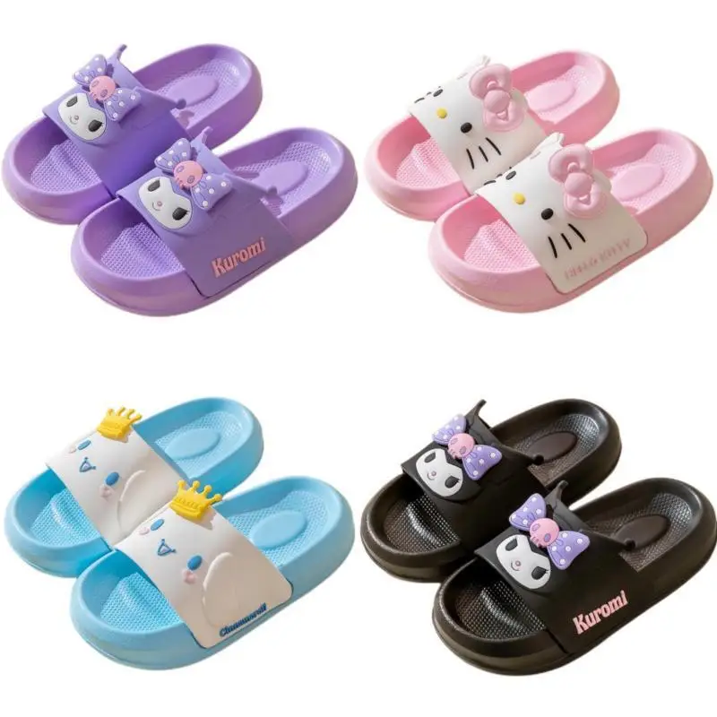 

Sanrios Hellokittys Kuromi Cinnamoroll Summer Children's Sandals Slippers Cute Bathroom Non-Slip Parent-Child Models Beach Shoes