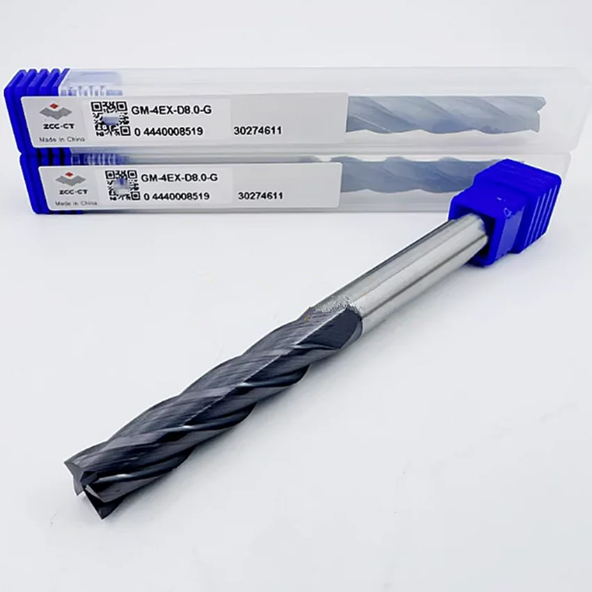 GM-4EX-D8.0-G ZCC.CT GM-4EX Four blade long flat end milling cutter D8.0*8*40*100 4T Flat mills 4 Flutes End Mills