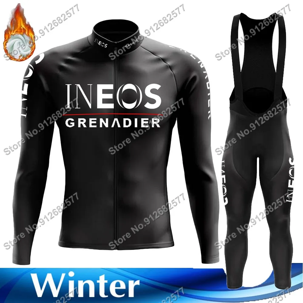 

2023 Winter INEOS Grenadier Team Cycling Jersey Set Thermal Fleece Clothing Long Sleeve Road Pants Bib Bike Suit MTB Maillot