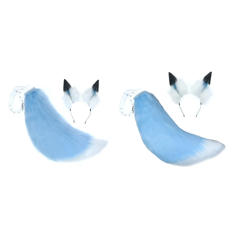 

Wolf Ears and Tail Set Plush Furry Animal Ears Headband Halloween Party Costume Fox Tail Fancy Dress Anime Cosplay Props