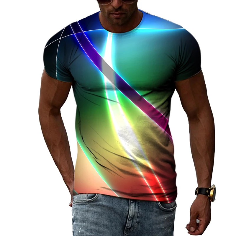 

Summer Fashion Hip Hop Men's Plus Size T Shirt Summer Trend Casual Personality Print Pattern Crew Neck Top