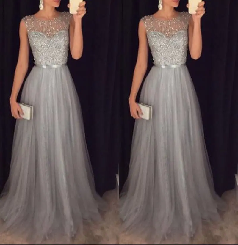 

Summer Charming Women Formal Wedding Sleeveless Lace Dresses Sexy New Long Evening Party Prom Long Maxi Dress