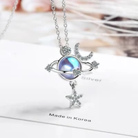 luxury star moon necklace universe colorful zircon necklaces for women gifts 2022 hot unique design personality wedding jewelry