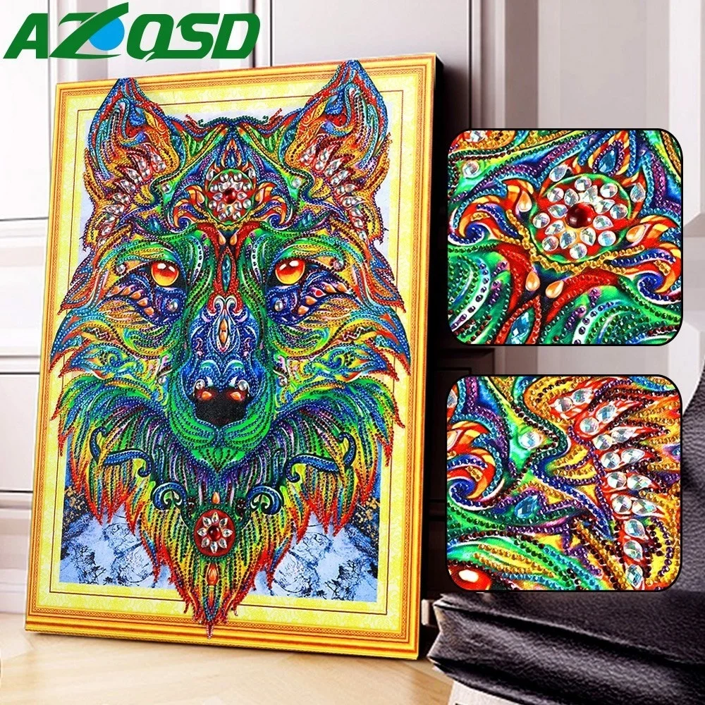 

AZQSD Алмазная картина волк особой формы стразы 5D DIY Бриллиантовая мозаичная фигурка животного домашний декор частичная круглая дрель