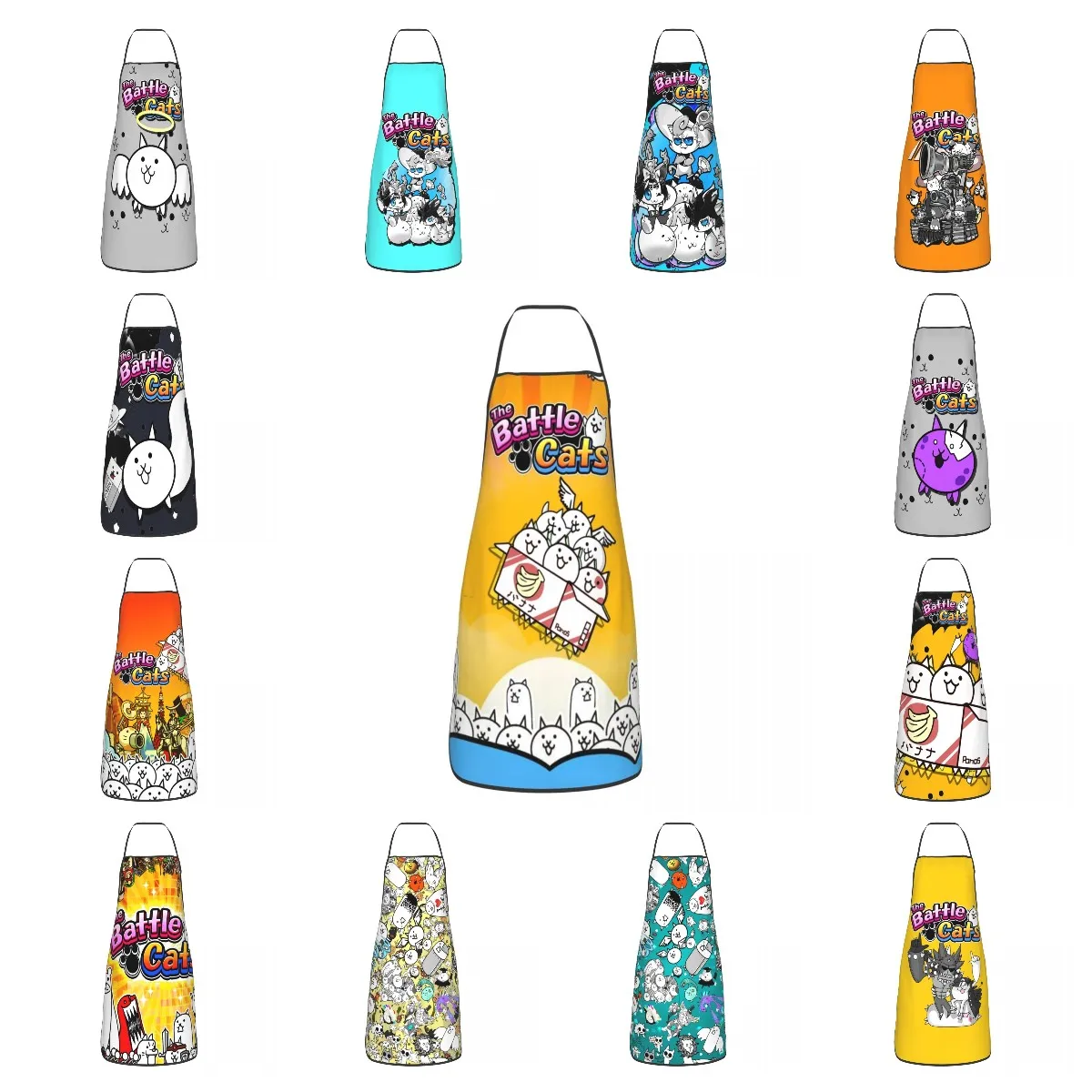 

Фартук «сражательные коты» для женщин и мужчин, комбинезон унисекс, мультяшный кухонный фартук для готовки, кухонный поварской фартук с рис...