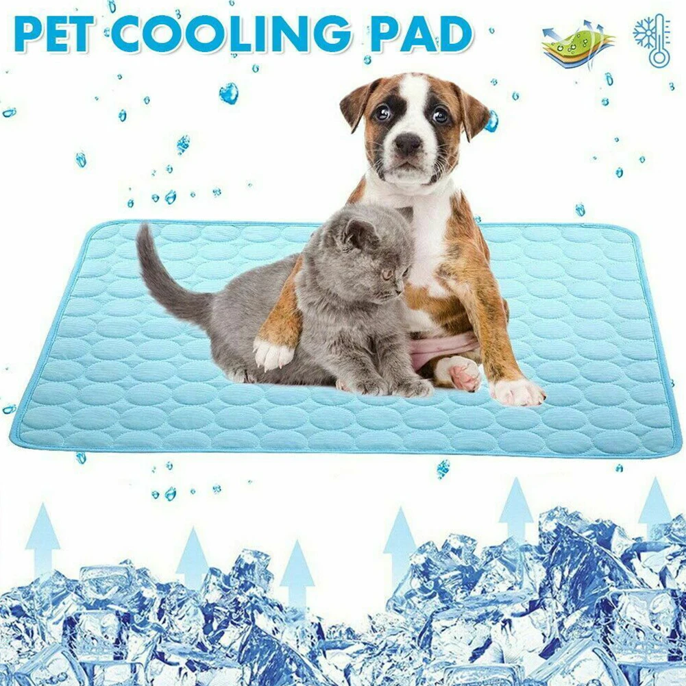 

Dogs Summer Cooling Mat Pet Large Size Ice Silk Cool Bed Pet Cat Breathable Blanket Cushion Puppy Kitten Indoor Sofa Floor Mats