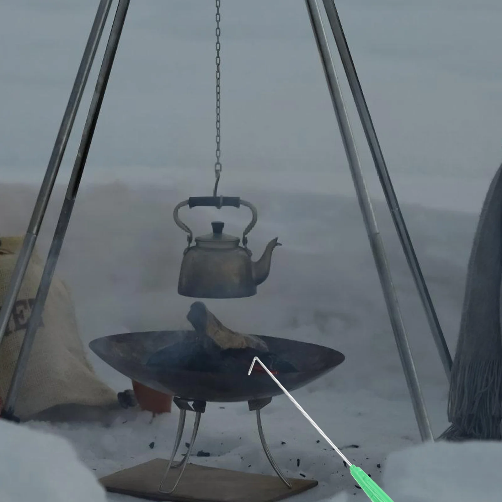 Портативный Fire Poker Открытый Крытый Pit Камин Инструмент Покер Металлический