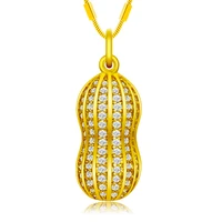 fashion simple creative gold peanut zircon beads pendants for necklace brass jewelry accessories