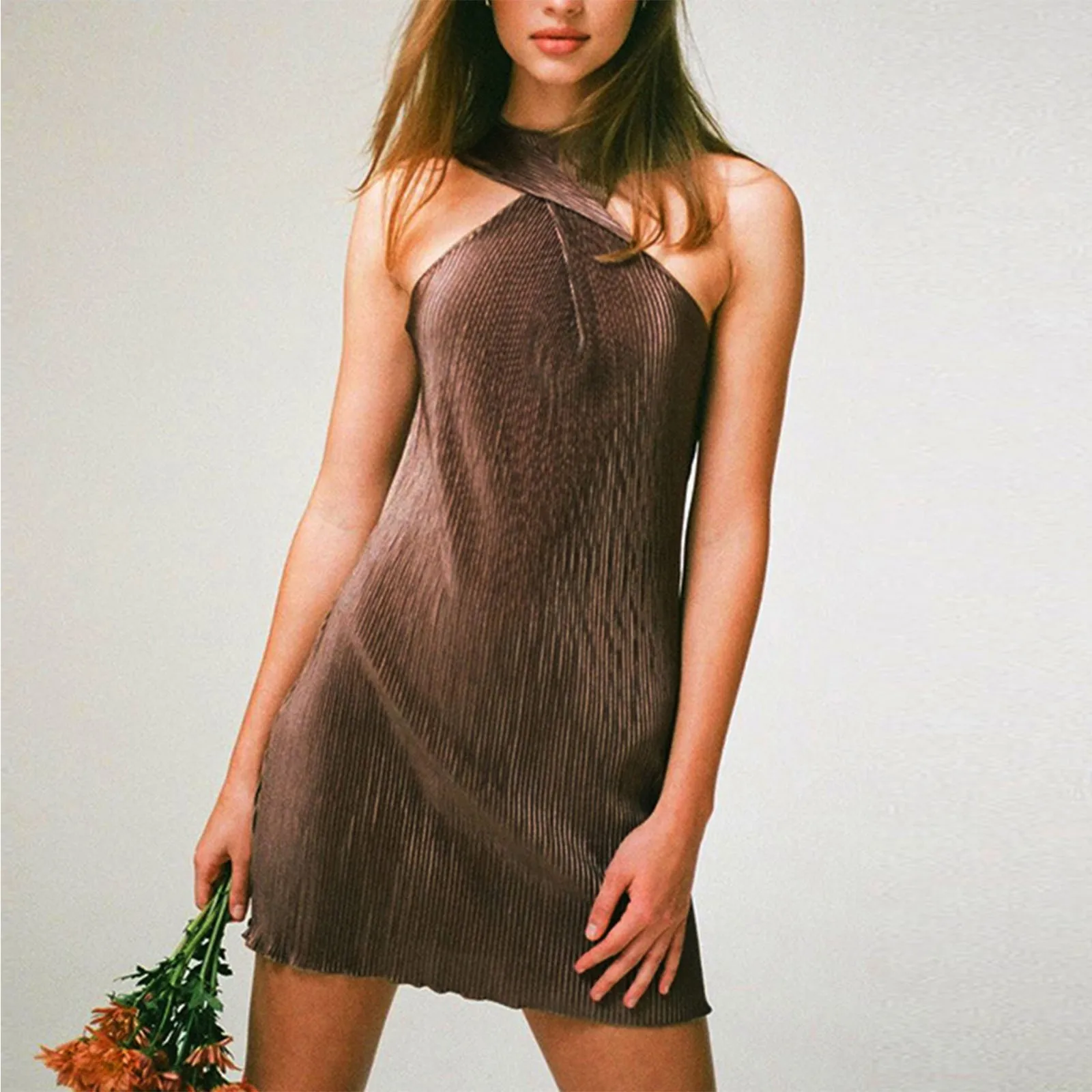 

Halter Slim Hip Dress Women's Halter Summer Fashion Hollow Sexy Women's Dress Top Dress for Women Casual Summer