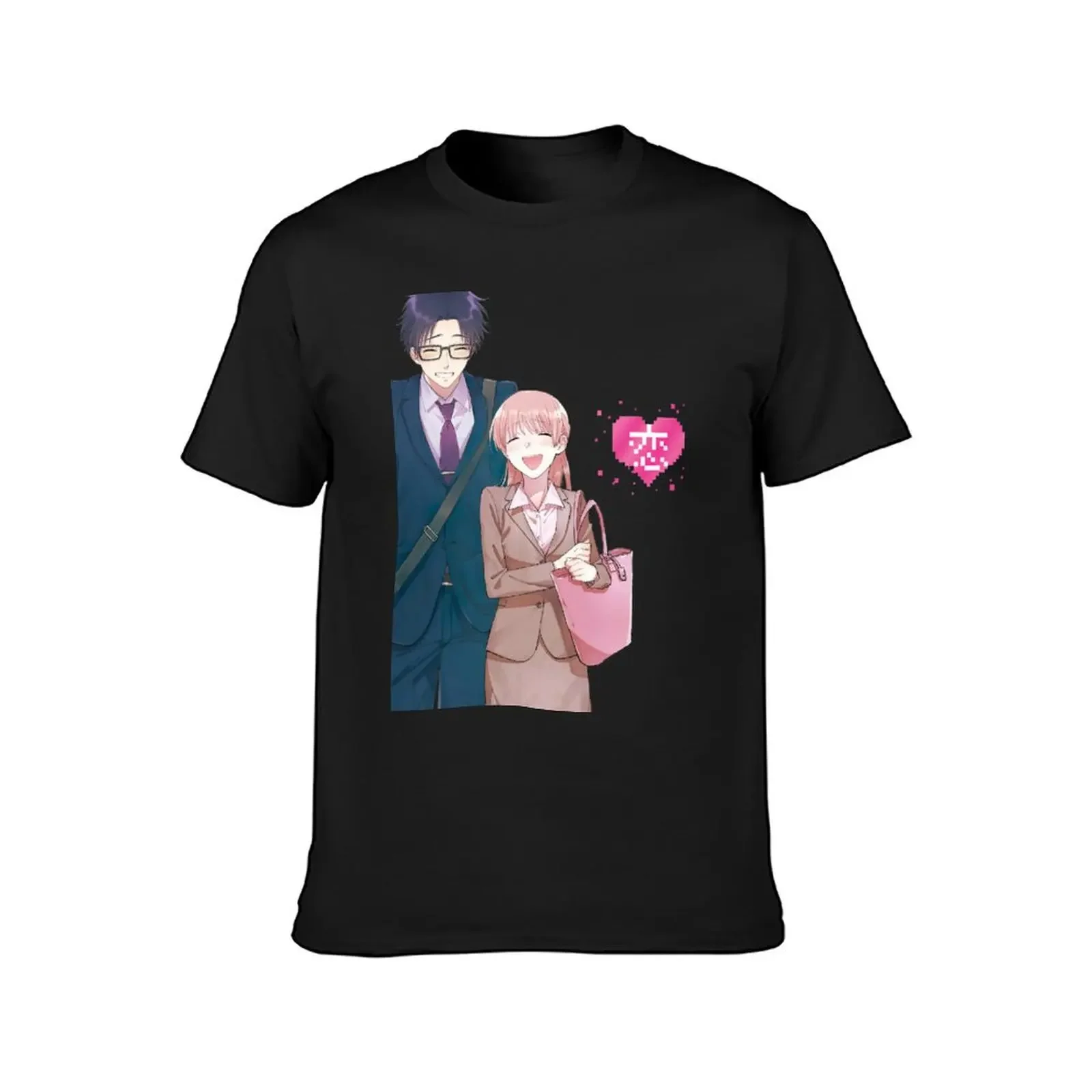 Футболка Wotakoi Love is Hard for Otaku Narumi and Hirotaka черная одежда больших размеров подарки для