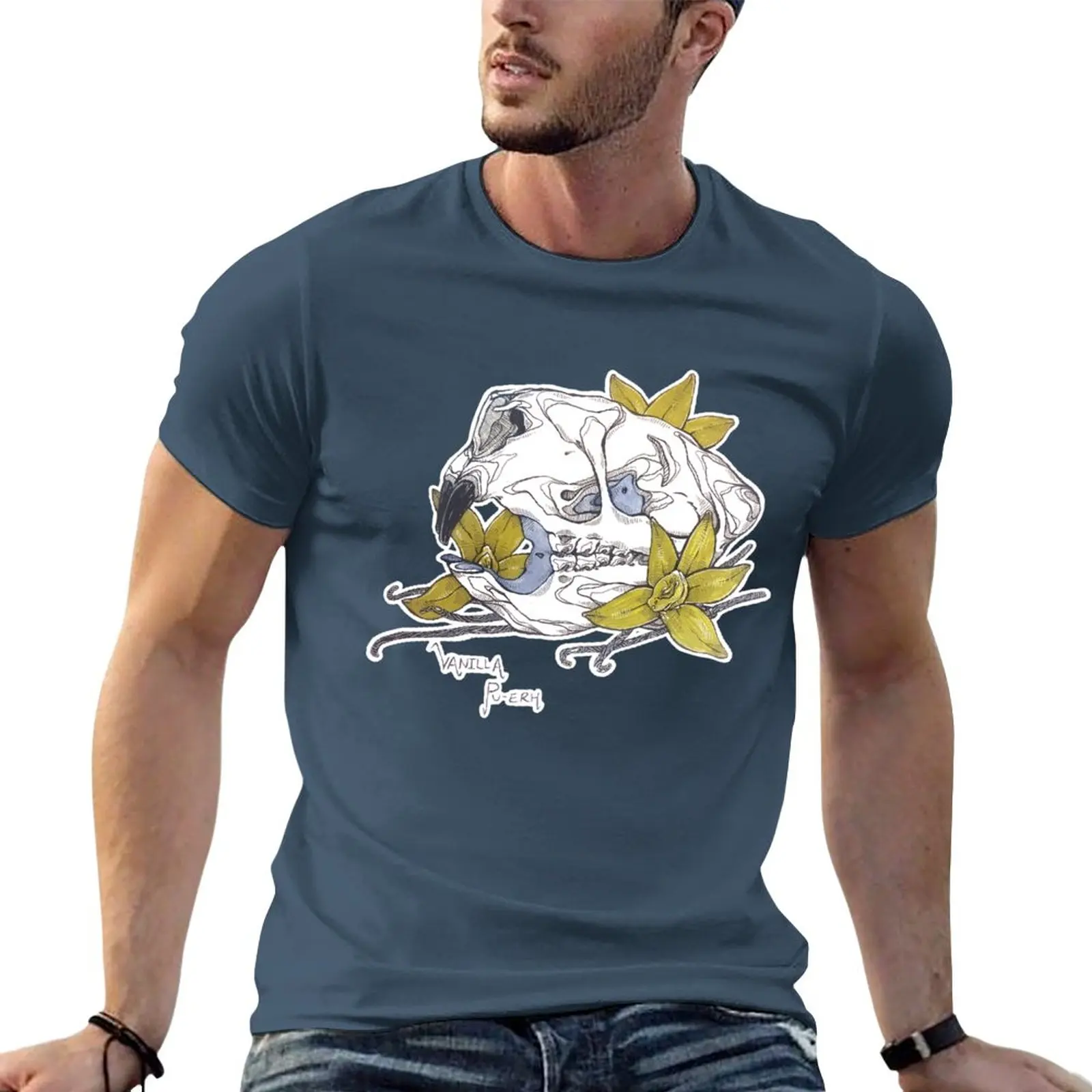 Мужские футболки MorbidiTea с изображением ванильного ПУ-erh черепом Porcupine