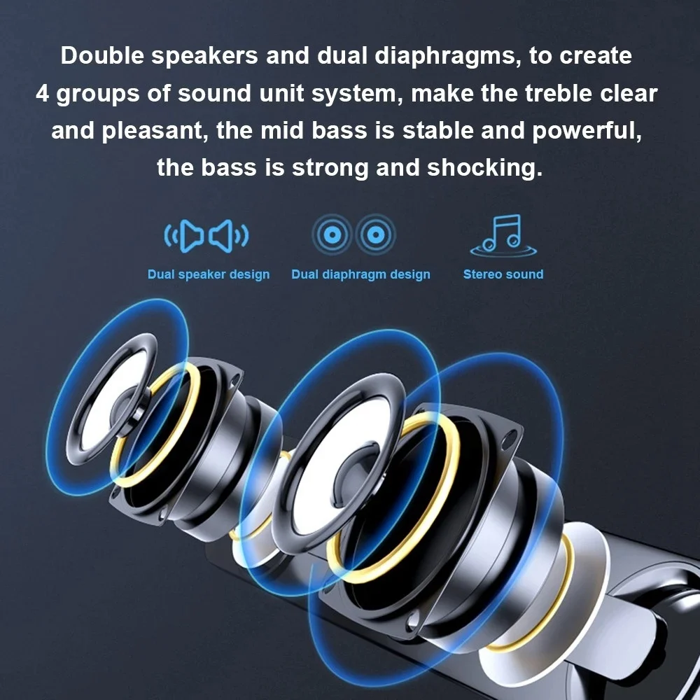 SADA V-111 Компьютерная колонка с подключением через USB, мощный стерео сабвуфер с окружающим звуком для ПК, ноутбука, телефона и стола.