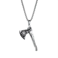 retro classic axe pendant street hip hop trend stainless steel new necklace