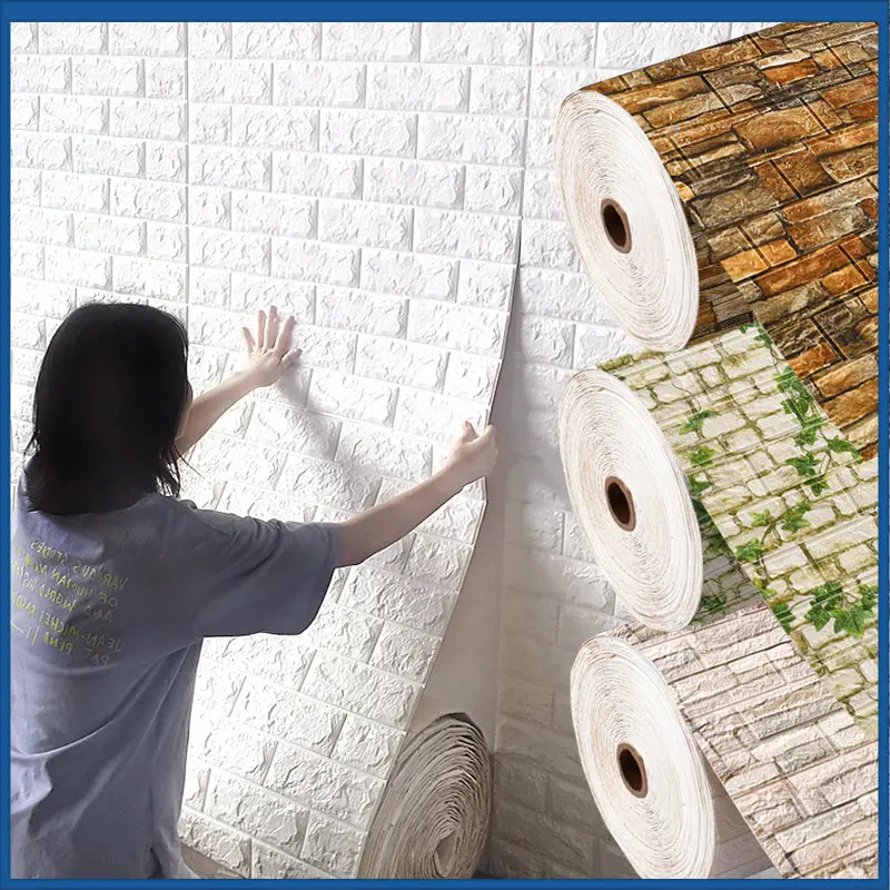 

Настенная 3d-наклейка в стиле ретро, рулон с имитацией кирпичной кладки, Стикеры для стен гостиной, кухни