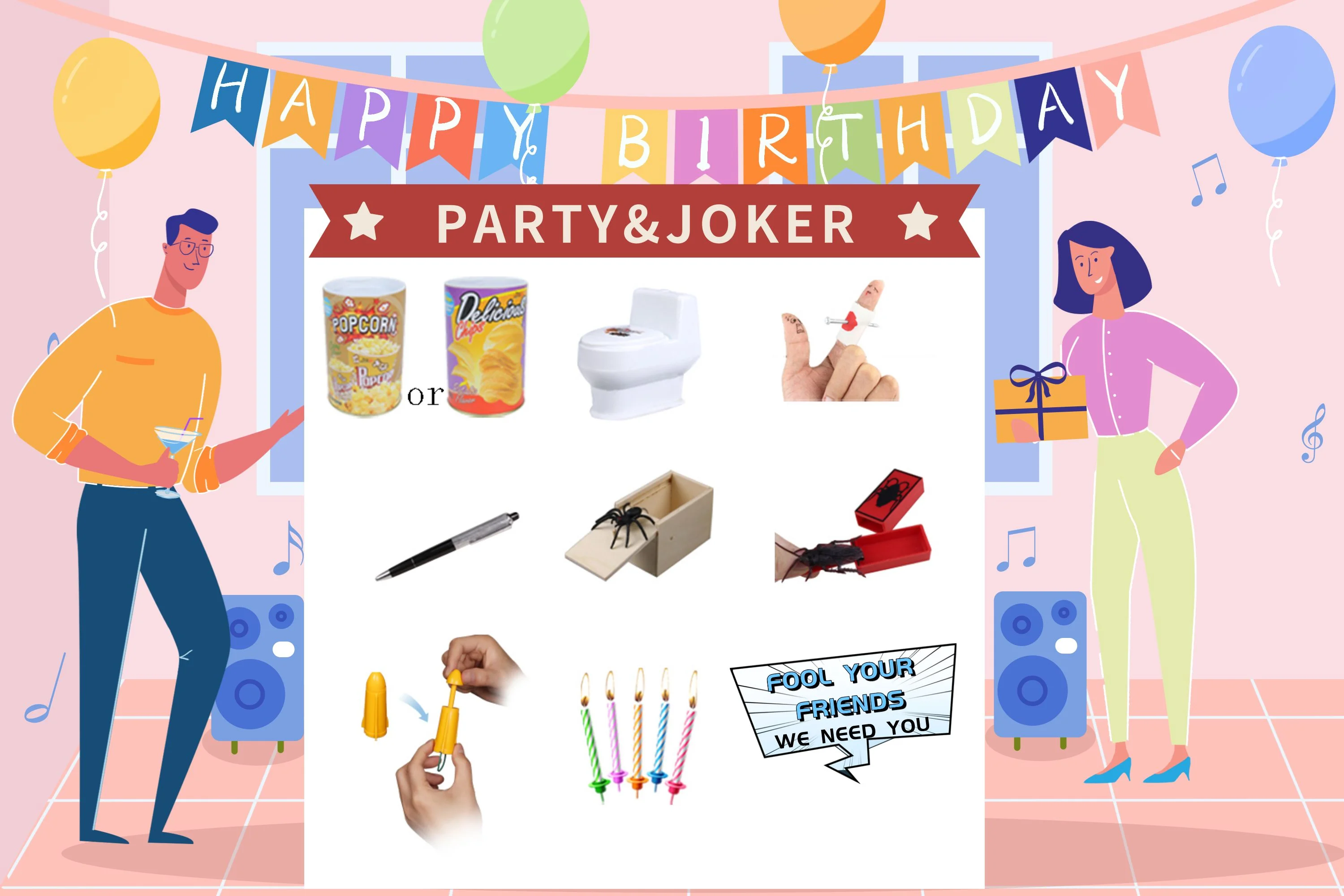 

8pcs Party PRANK Trick Unisex Toys, Easy To Do Basic Joker Set FOOL YOUR FRIENDS Fun,street magic props