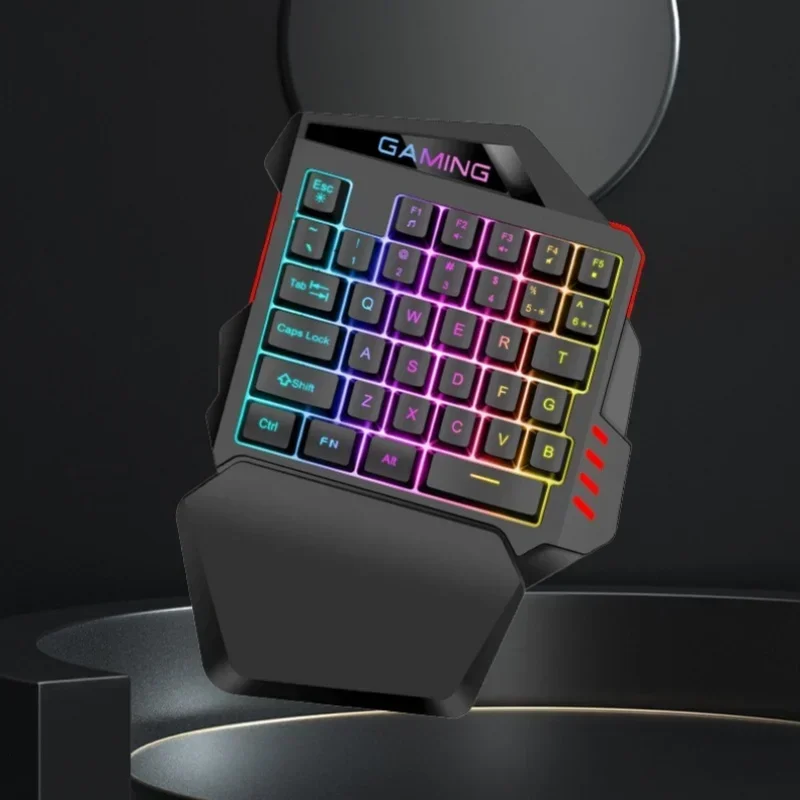 1 szt. 35-klawiszowa przewodowa klawiatura do gier z osią cyjan i podświetleniem RGB przenośna mini na PC PS4 Xbox Gamer