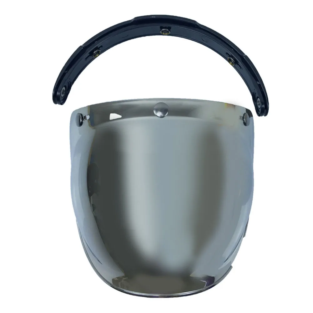 

Universal Scratch Resistant Motorcycle Helmet Dustproof Bubble Visor Anti Fog With Bracket Vintage 3 Snap Open Face Flip Up