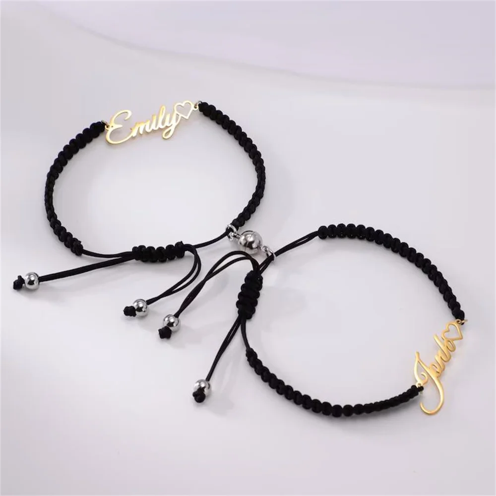 Персонализированные браслеты с именем на заказ веревочная цепочка регулируемый